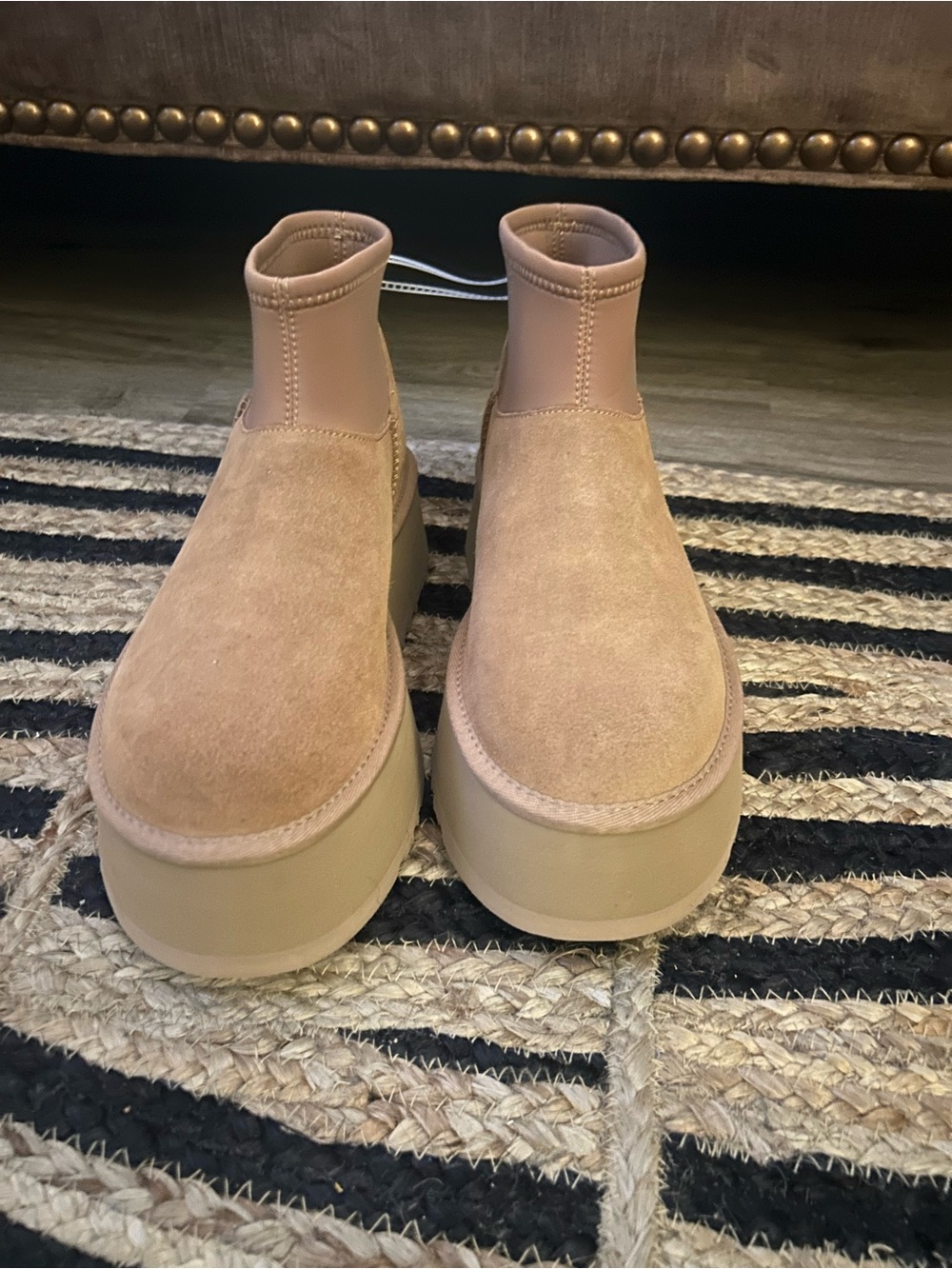 UGG Women's Tan Suede Platform Chelsea Boots